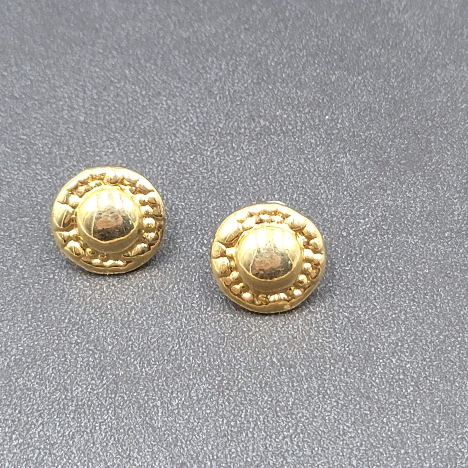 Lot of 3 Pierced Earrings Gold Plated Black Enamel Studs 1/2"