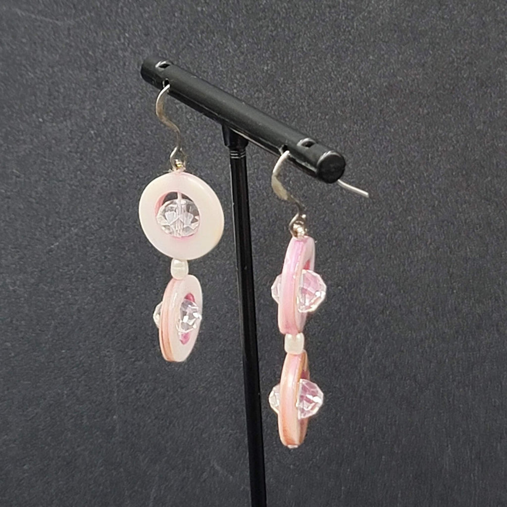 Pierced Earrings Mother of Pearl Unique Dangle 1.5"