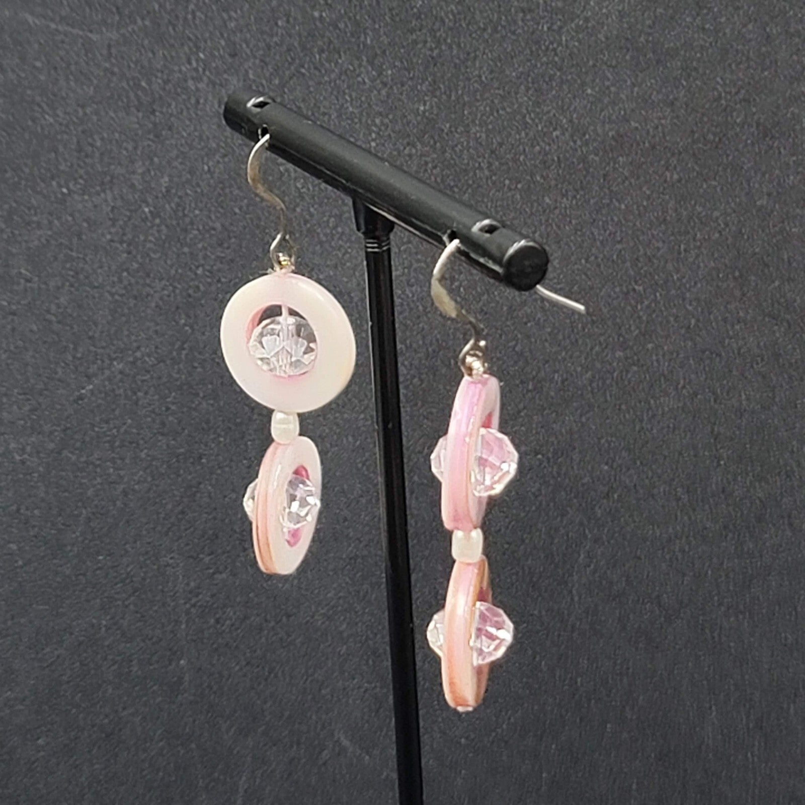 Pierced Earrings Mother of Pearl Unique Dangle 1.5"