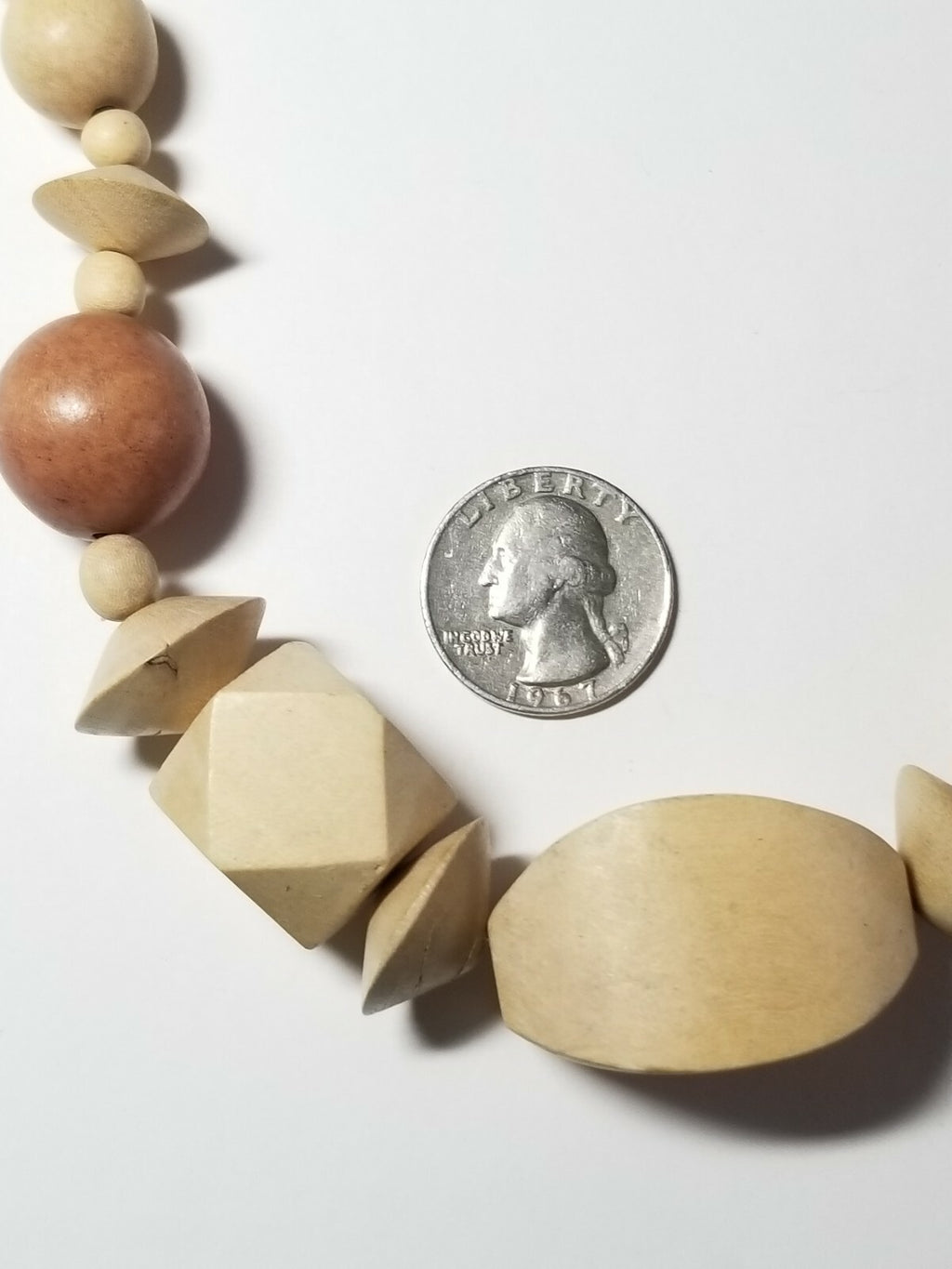 Wood Bead Necklaces Wooden Chunky Strand Light Tan Earth Tones 22"