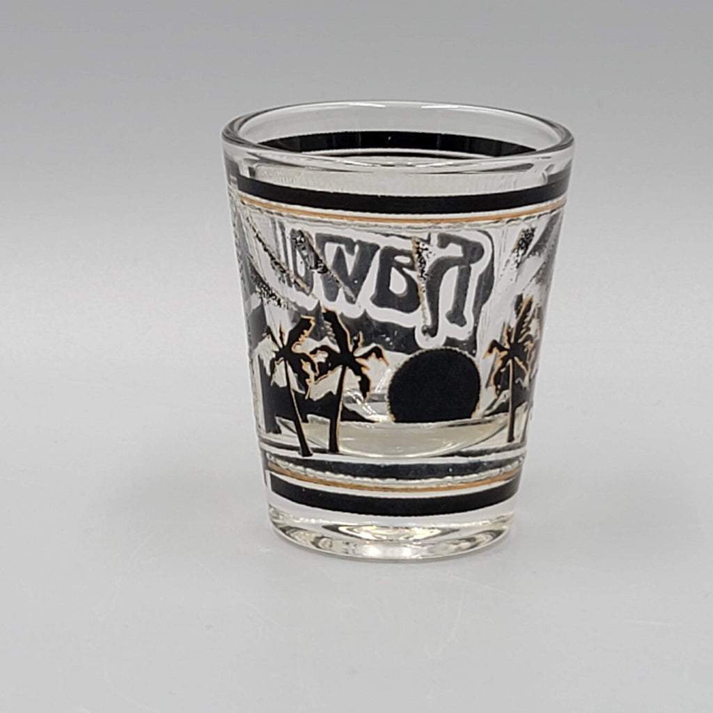 Vintage HAWAII Shot Glass Black and Gold Libbey Souvenir