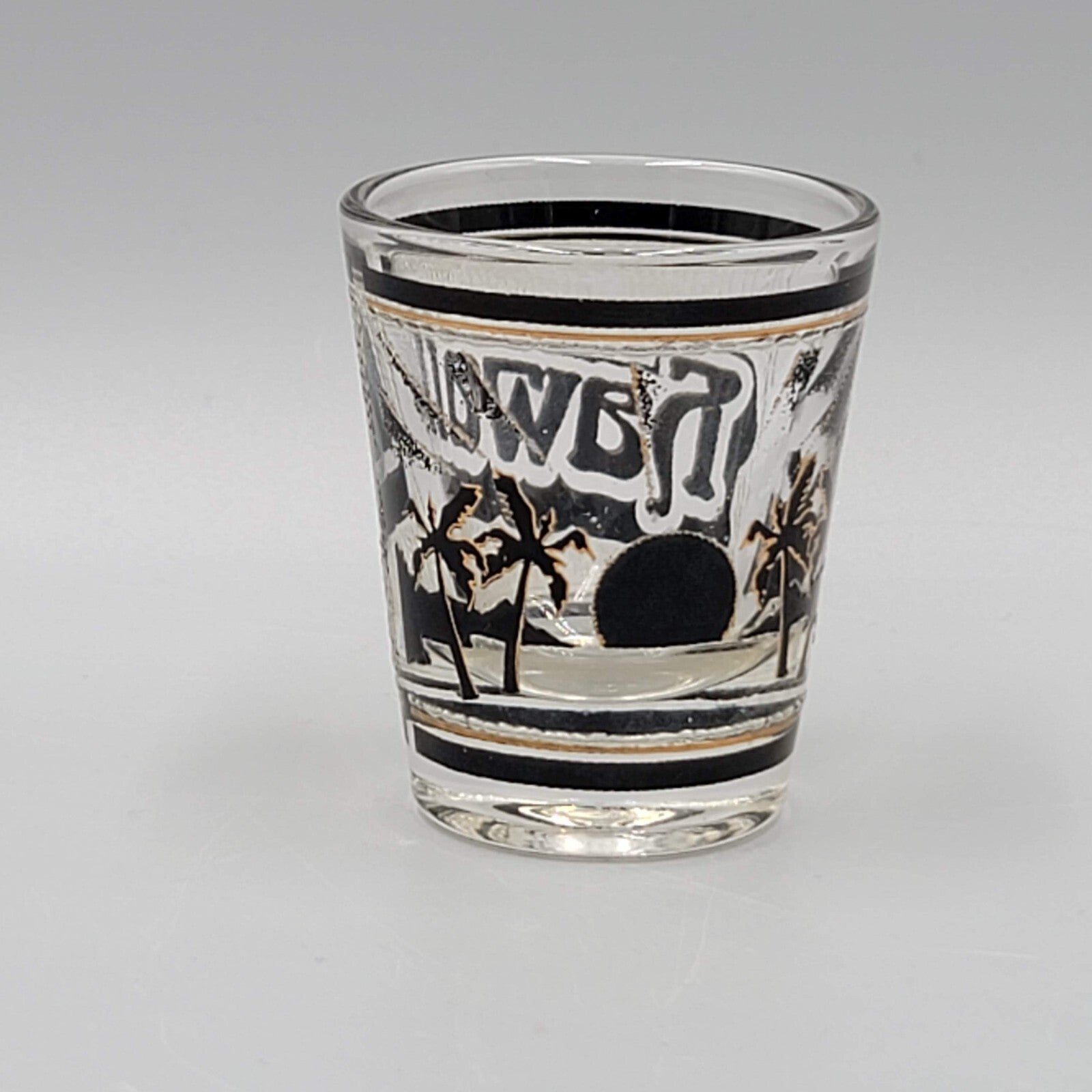 Vintage HAWAII Shot Glass Black and Gold Libbey Souvenir