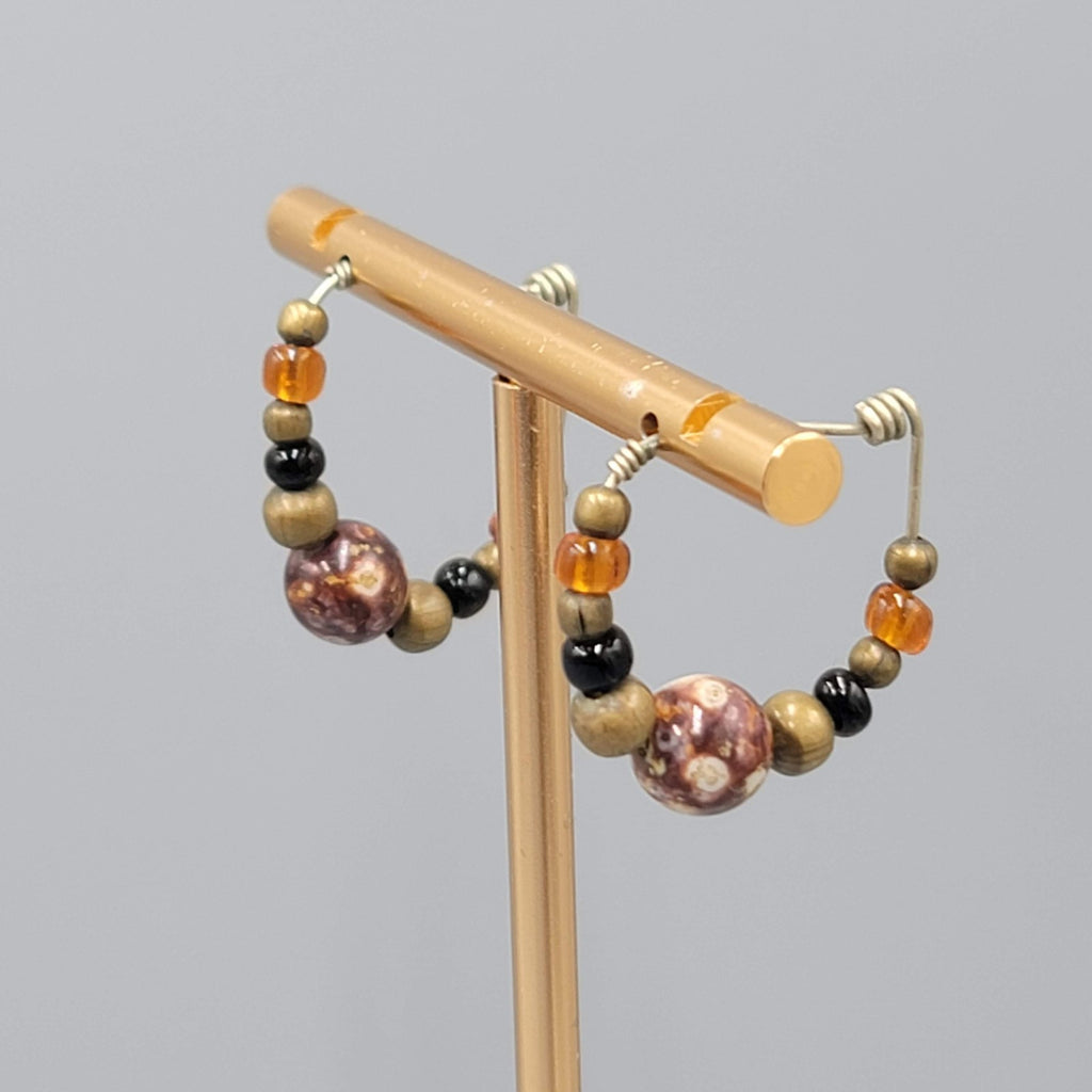 Artisan Clay Beaded Hoops Pierced Earrings 1"