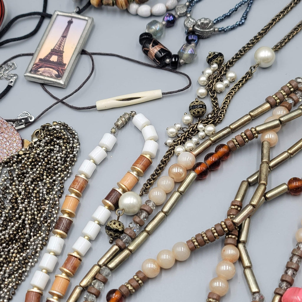 Jewelry Lot Necklace Bracelet Earrings Wood Boho Stone Bead 40 pcs