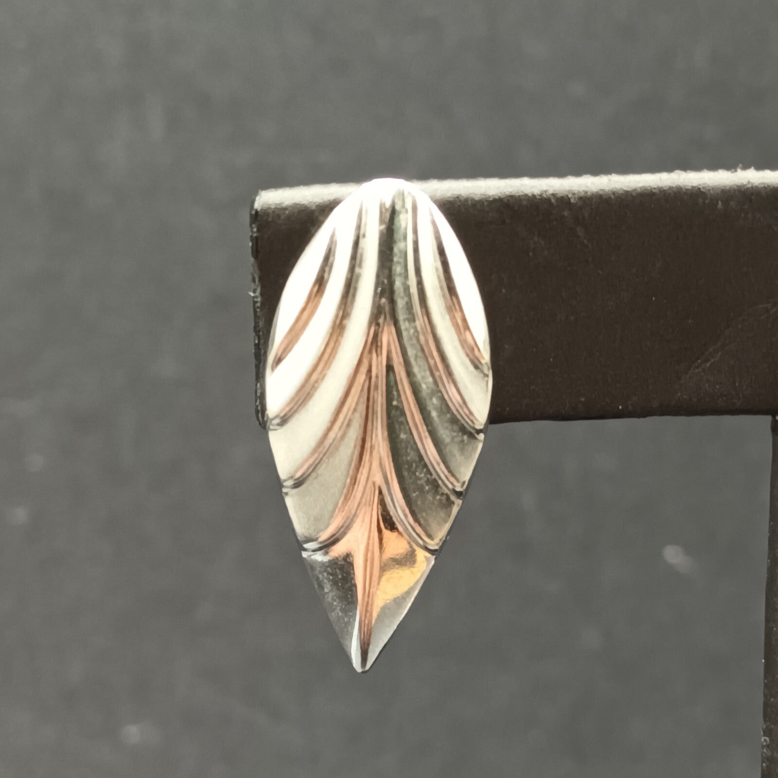 Pierced Earrings Silver tone Textured leaf Drop 1 1/8"