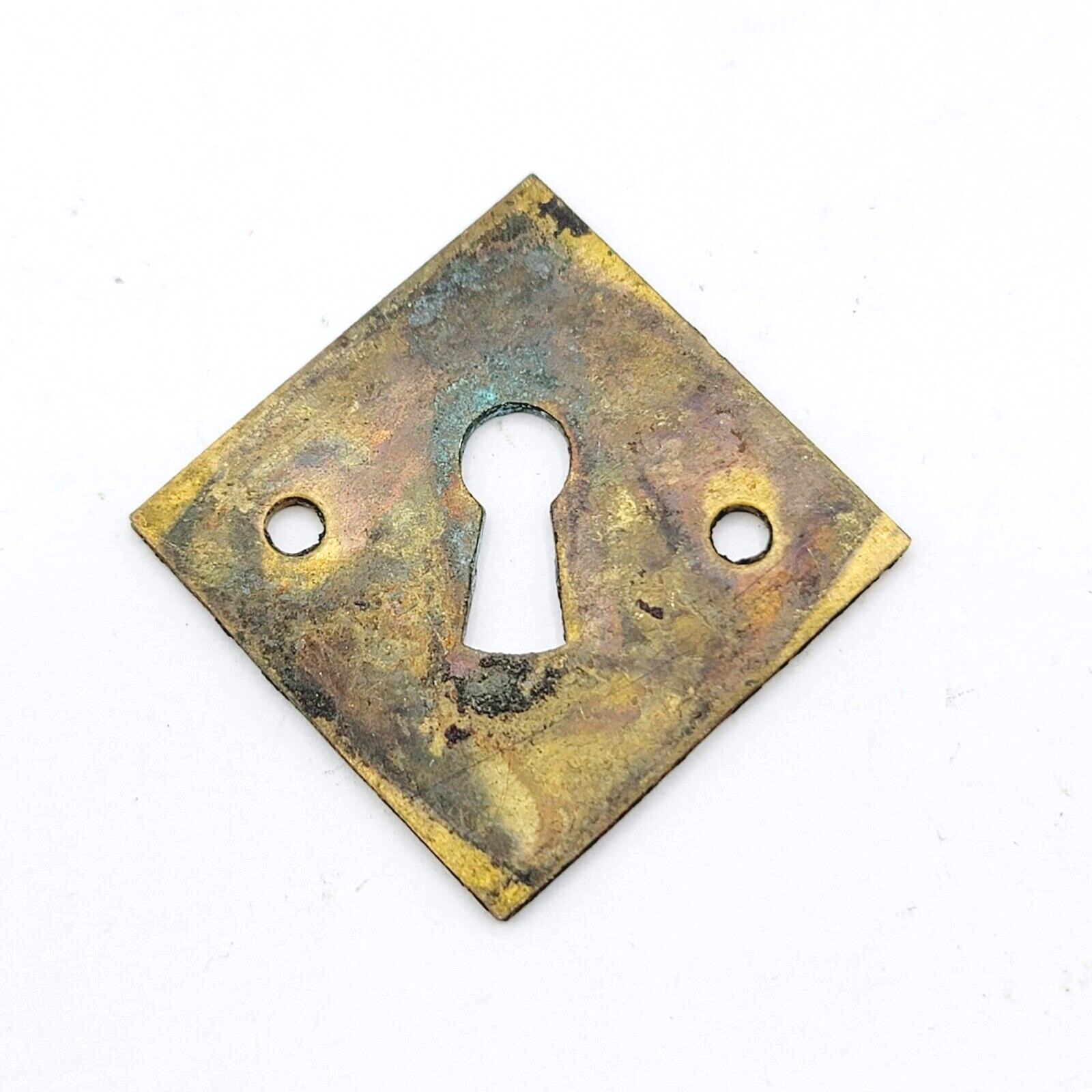SINGLE Vintage Ornate Brass Skeleton Key hole Escutcheon Salvage 1 1/4" x1 1/4"