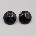 Vintage Faceted Black Glass Round Clip on Earrings 3/4"