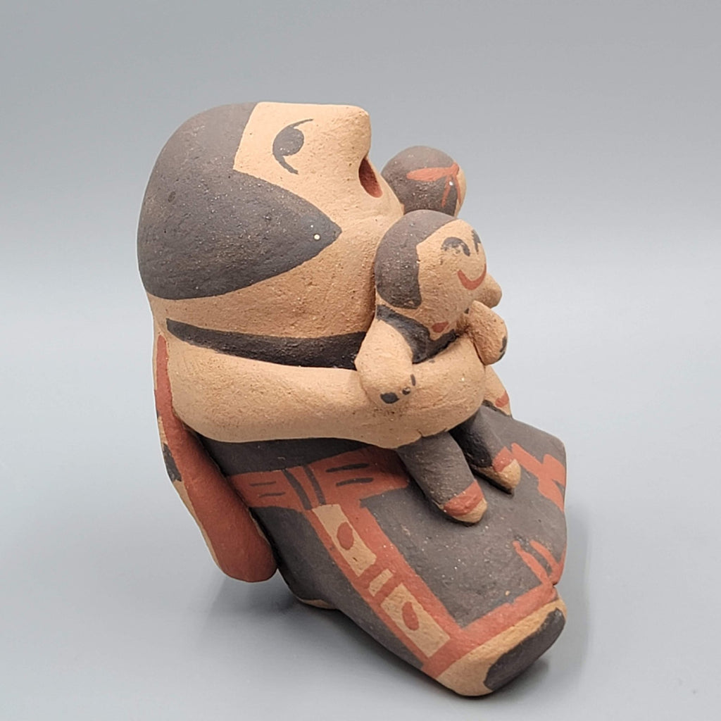 Jemez Pueblo Native American Storyteller Figure 2 Babies Signed AW 3.5 in