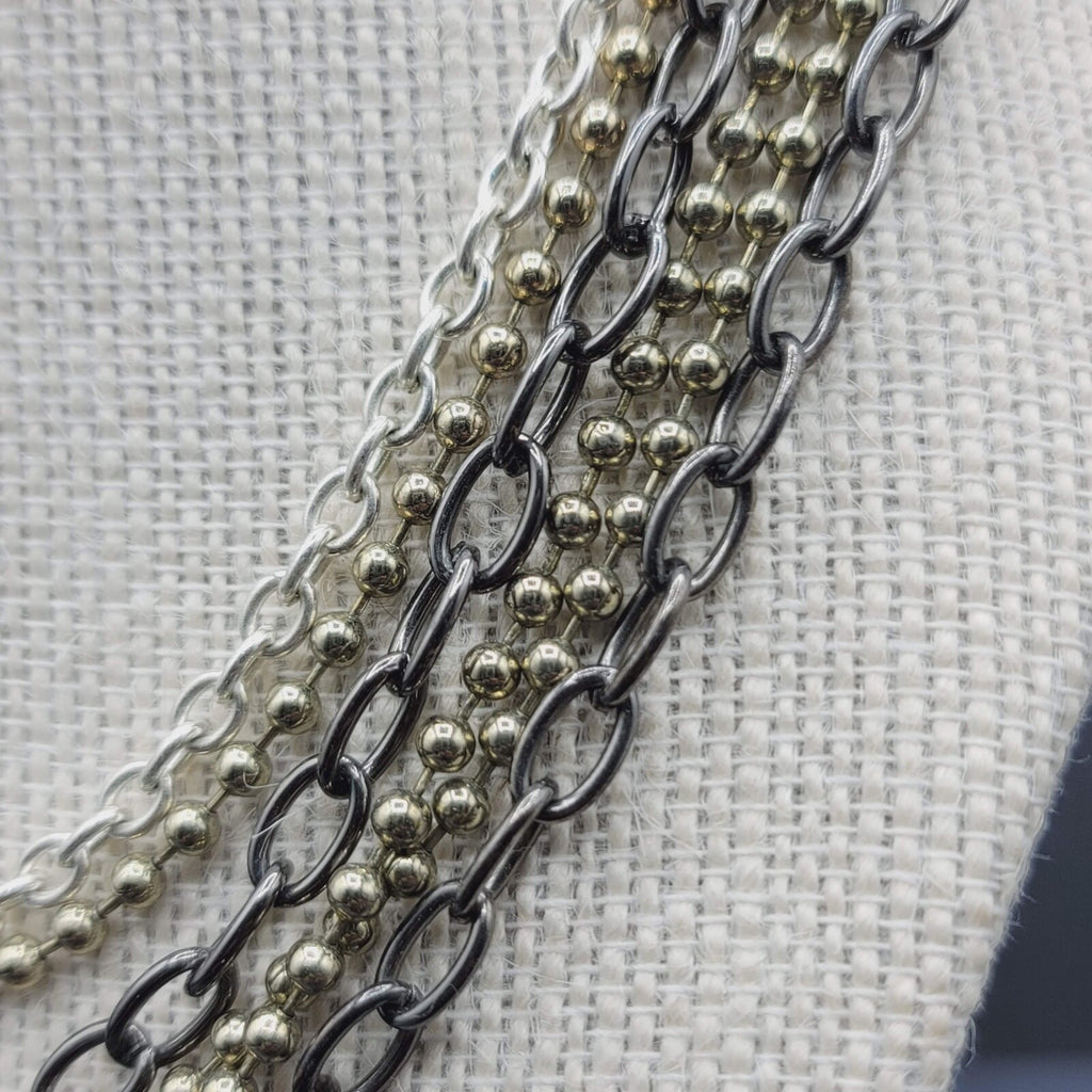 Modern Necklace Multi Color 5 Chain Layered 16-18"