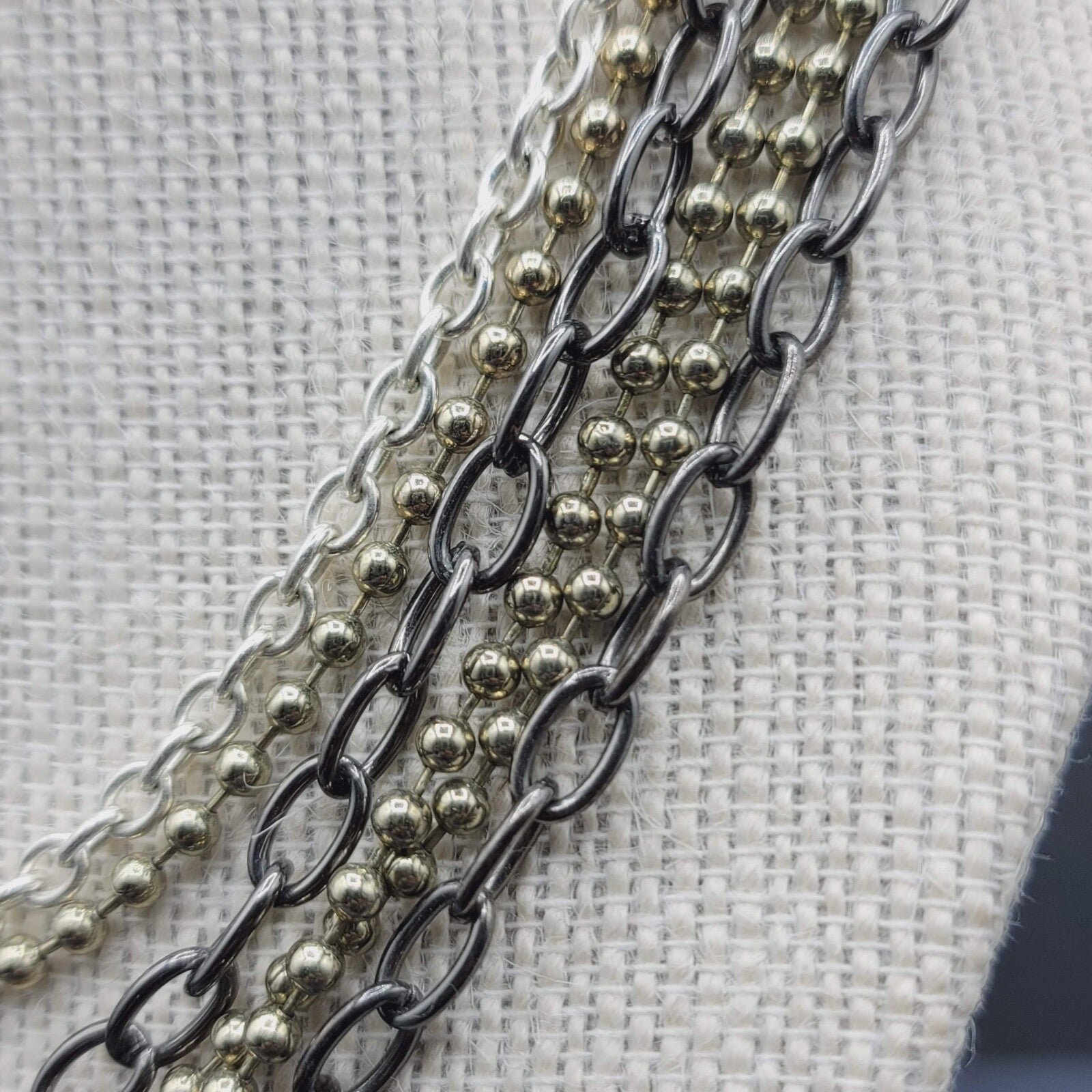 Modern Necklace Multi Color 5 Chain Layered 16-18"