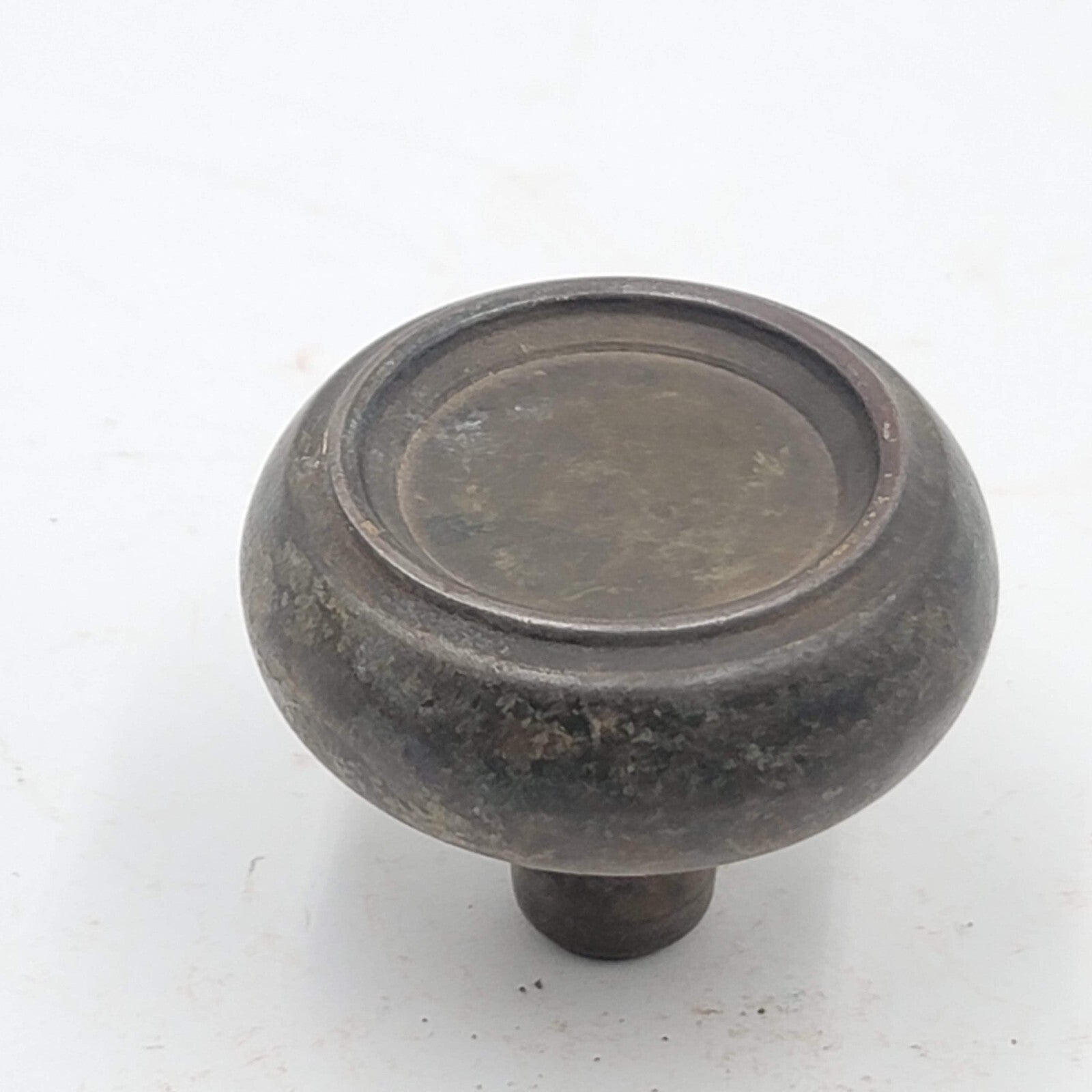 Vintage SINGLE Doorknob Gray Steel Inset Ring Salvage Door Hardware 2.25"
