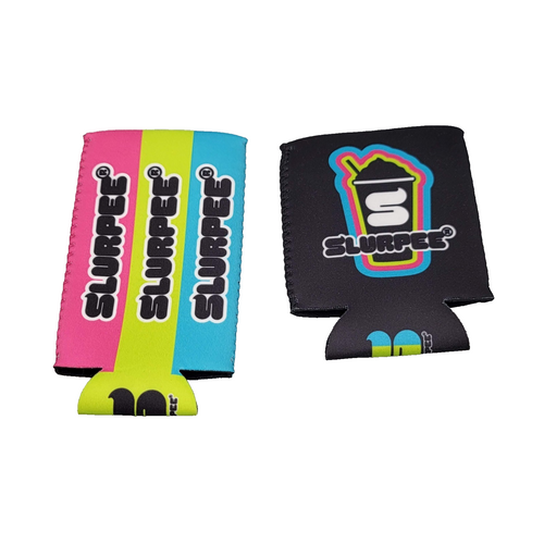 7-Eleven 7-11 Black Slurpee Neon Graphic Logo 2 Koozies Lot