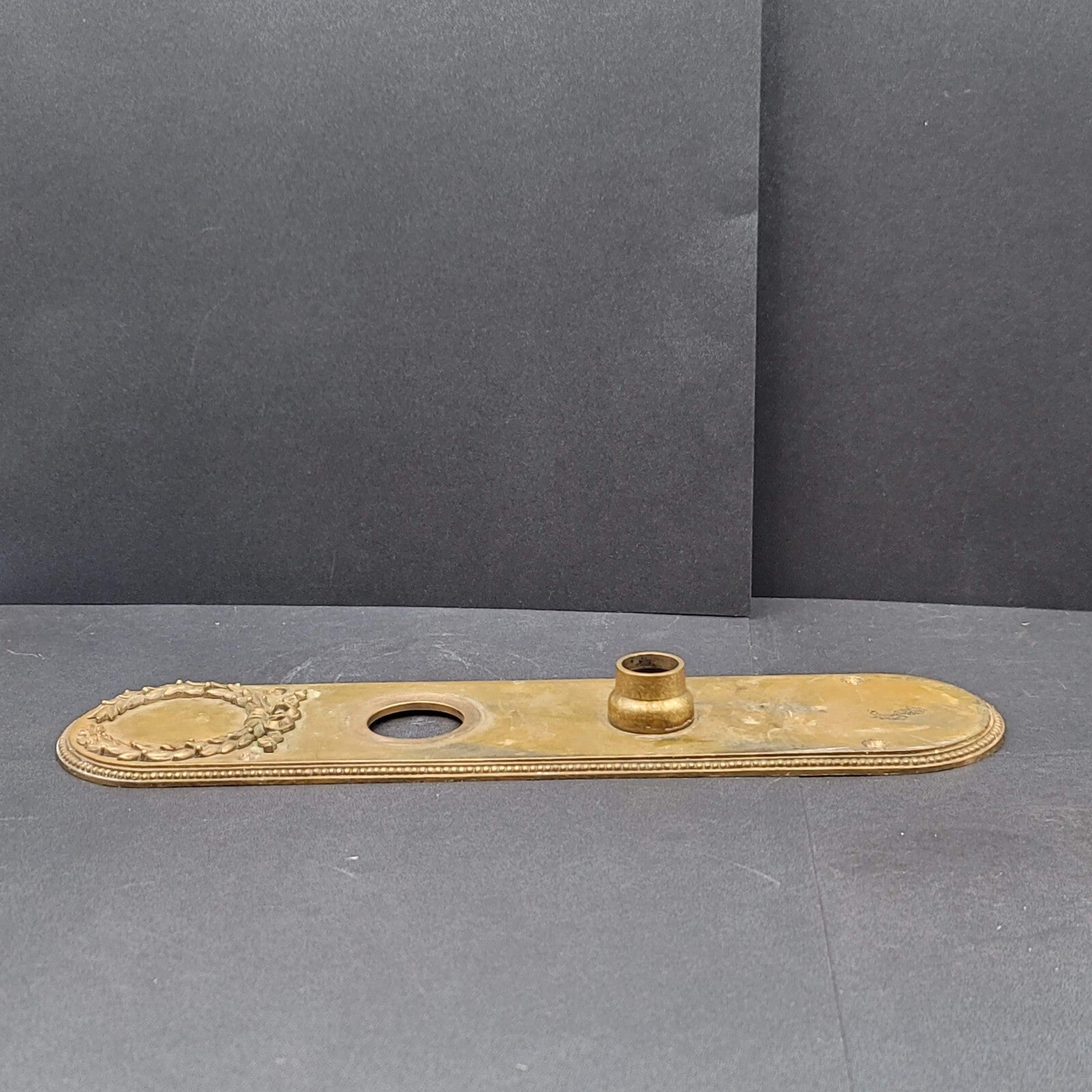 Antique Bronze Door Knob Back Plate Exterior Salvage Hardware RH Co 12"