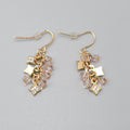 Pierced Earrings Gold tone Pink Crystal Cluster Bead Dangle 1"