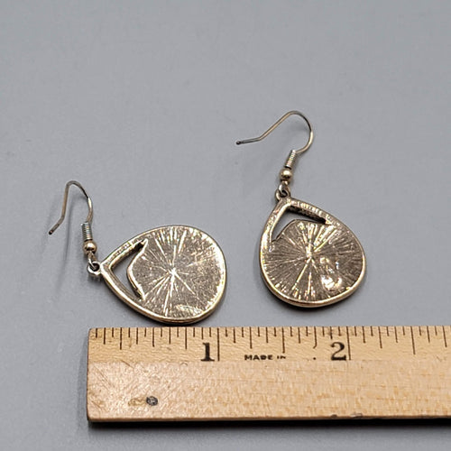 Boho Teardrop Pierced Earrings Gold tone Dangle Multicolor 1 1/8"