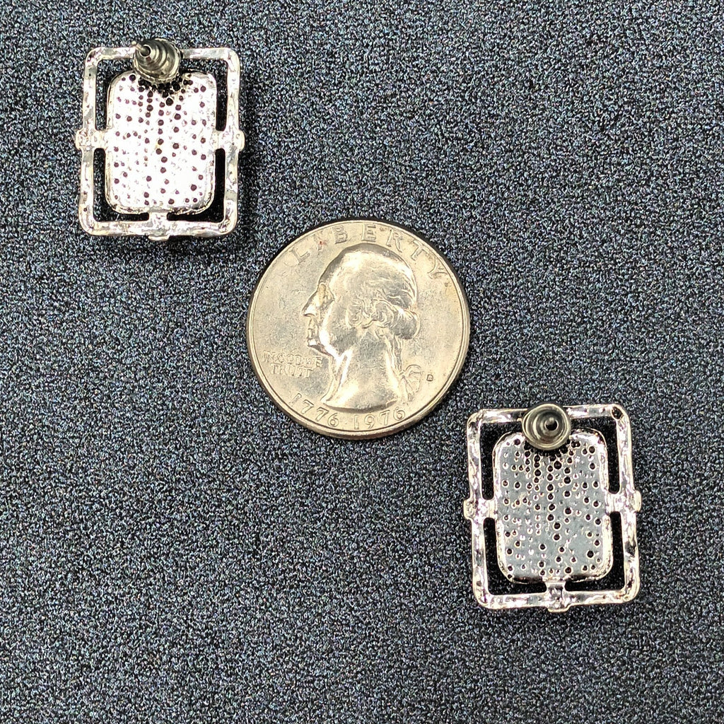 Pierced Earrings Silver tone Dyed Howlite Faux Turquoise Southwest Drop 3/4"