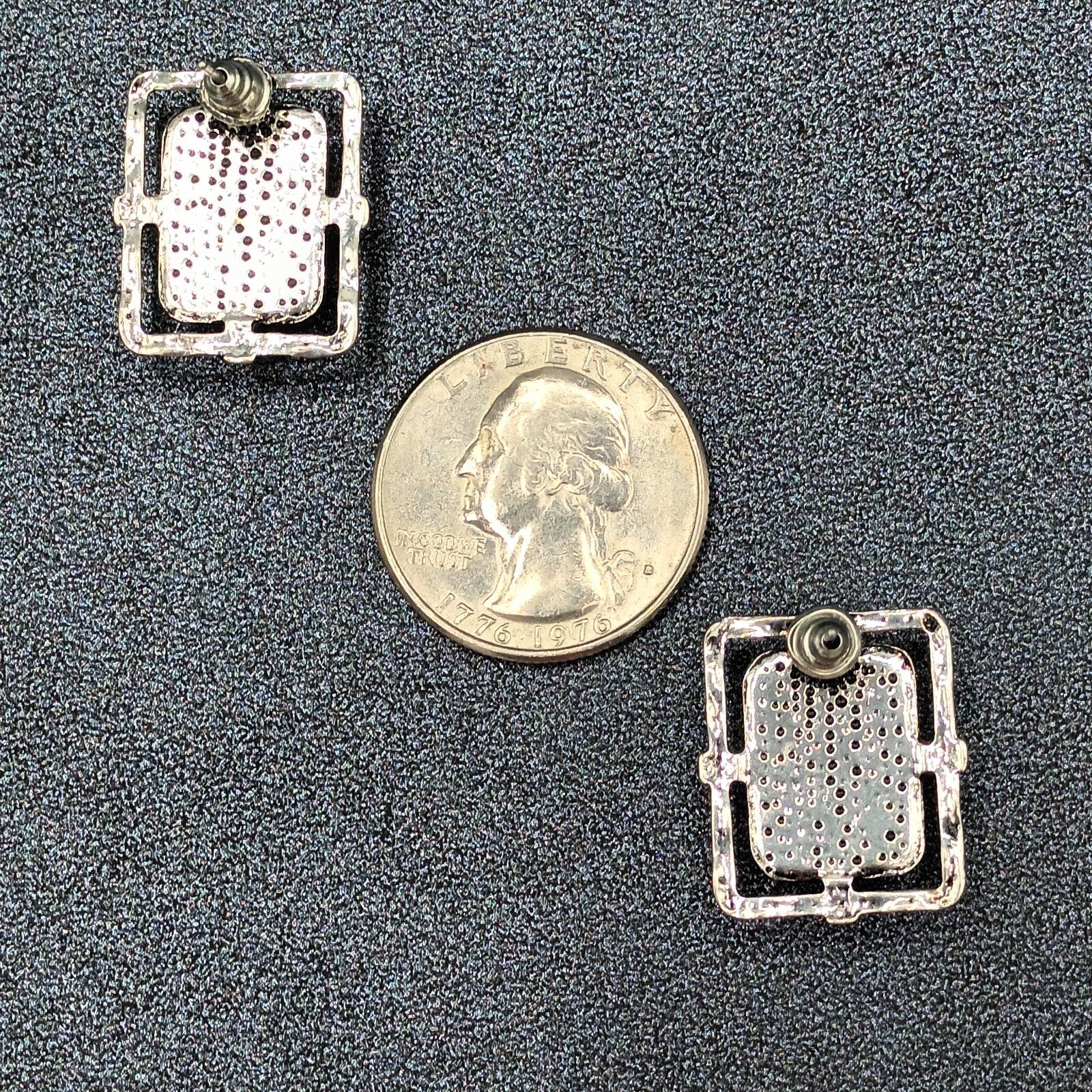 Pierced Earrings Silver tone Dyed Howlite Faux Turquoise Southwest Drop 3/4"