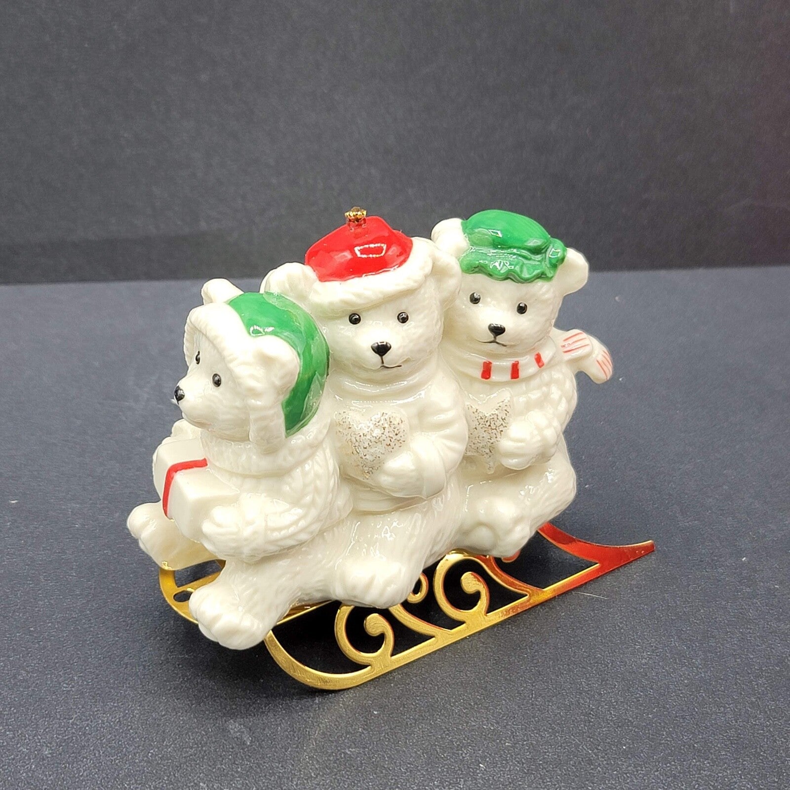 Mikasa Holiday Bear Sleigh Christmas Ornament w Box