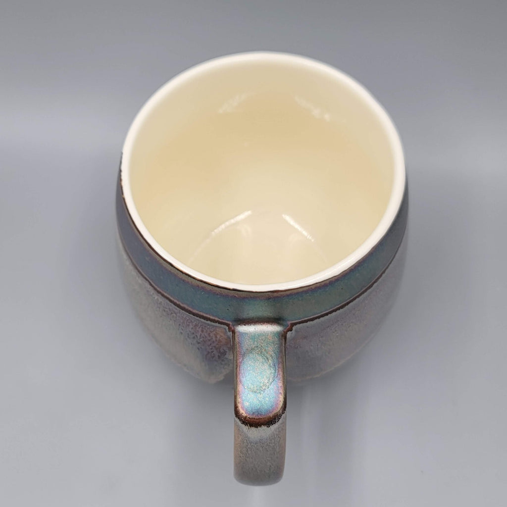 Art Pottery Coffee Mug Drip Glaze Gray Purple Tea Cup