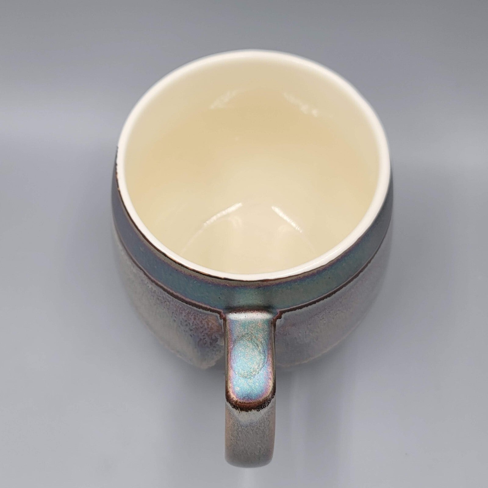 Art Pottery Coffee Mug Drip Glaze Gray Purple Tea Cup