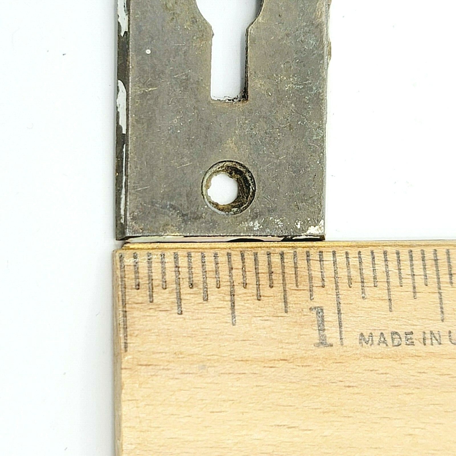 Vintage Screen Door Back plate Skeleton Key Hole 4 1/2" x 1" holes 2 1/4"