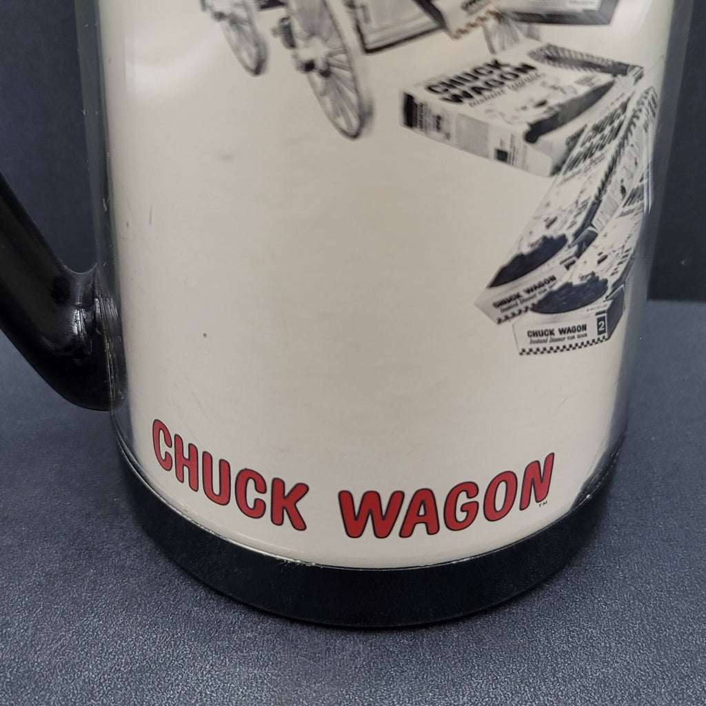 Vintage Thermo Serve Coffee Tumbler Cup CHUCK WAGON Dog Advertising Magazines