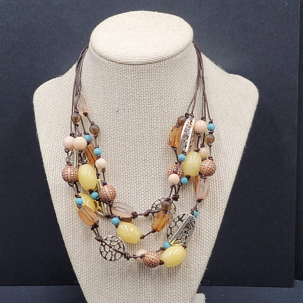 Premier Designs Del Monte Multi Strand Beaded Station Necklace 16"-20"