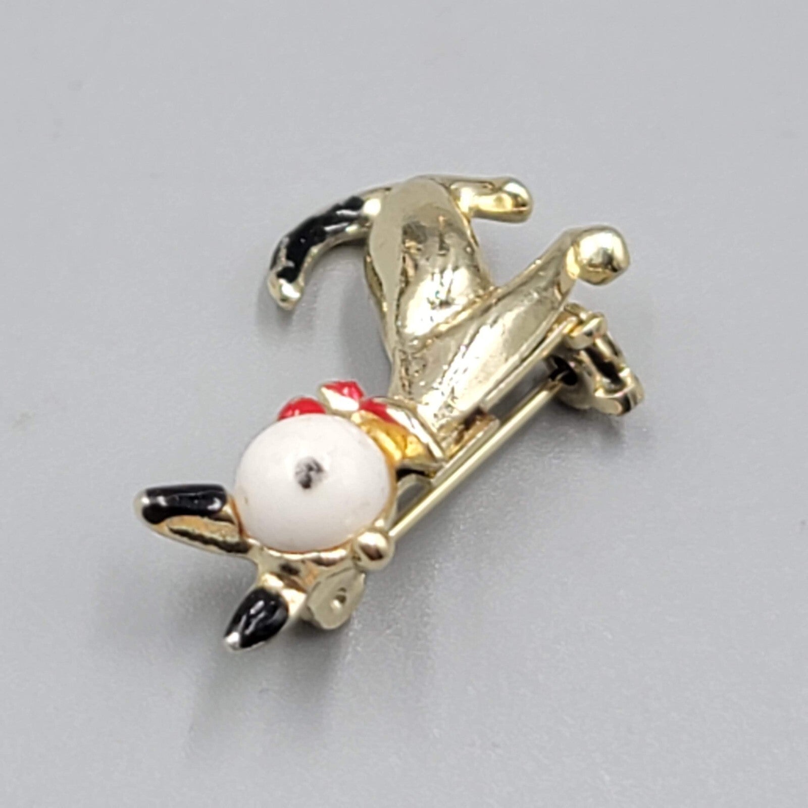 Vintage Scatter Pin Dog Cat Gold tone Enamel 1 1/8"