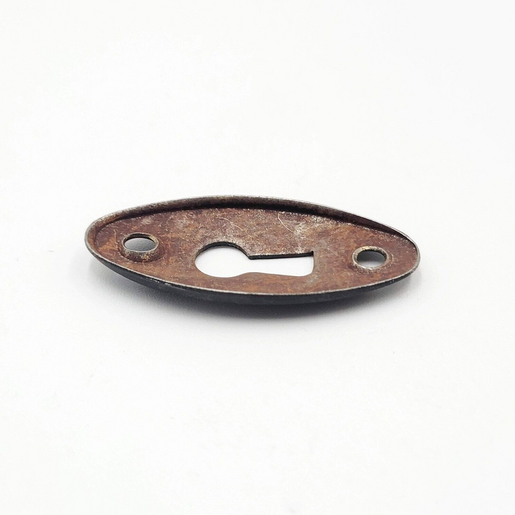 Vintage Oval Black Steel Skeleton Key hole Escutcheon Salvage 2"x 1"