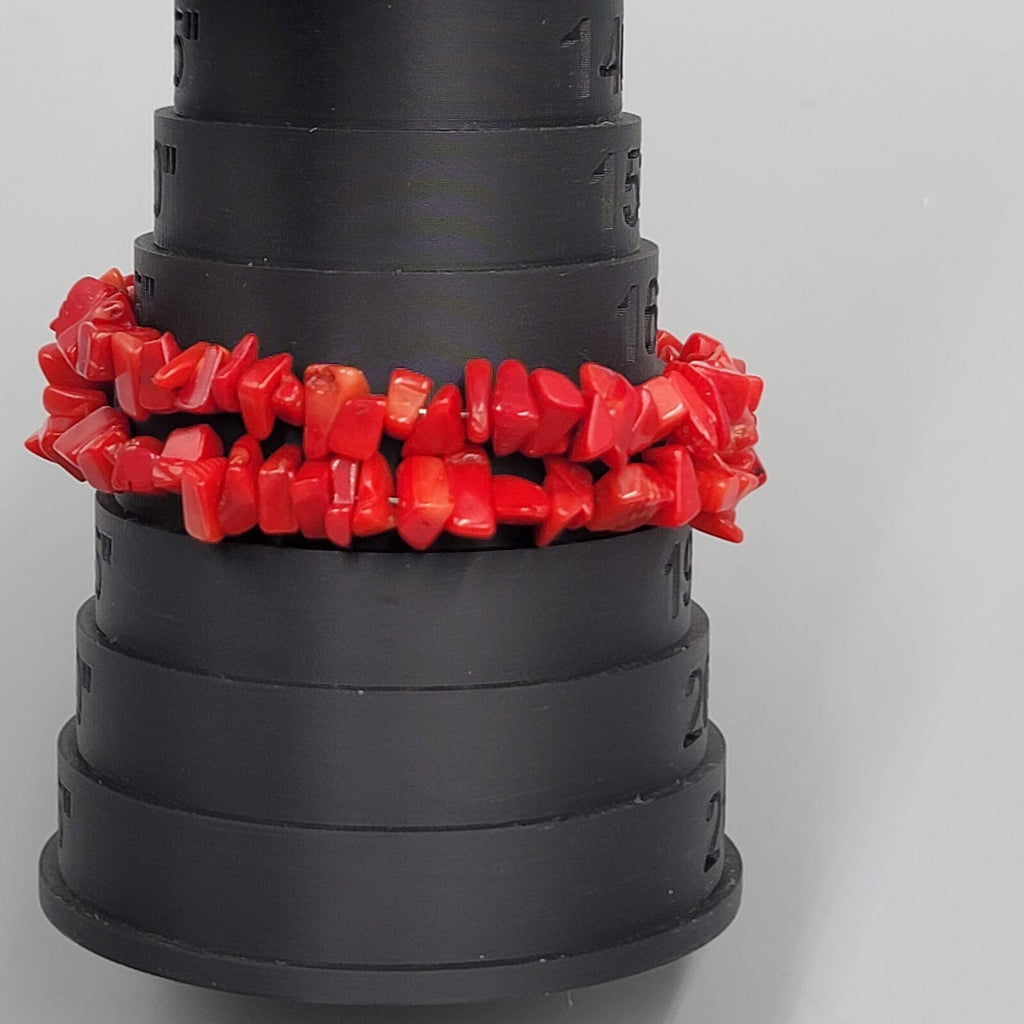 Memory Wire Bracelet Red Faux Coral Bead 