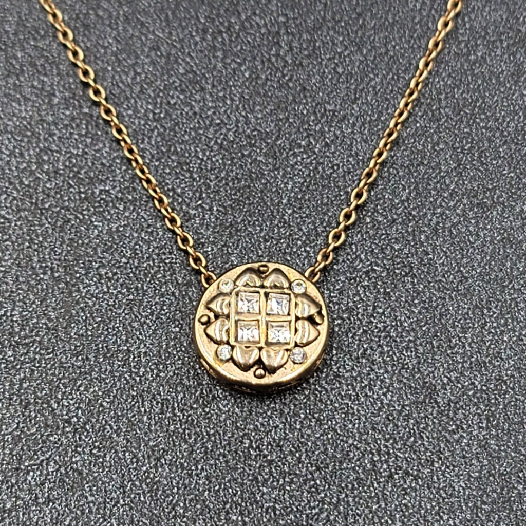 Gold Plated Sterling Silver Cubic Zirconia Pendant Necklace 16 in chain