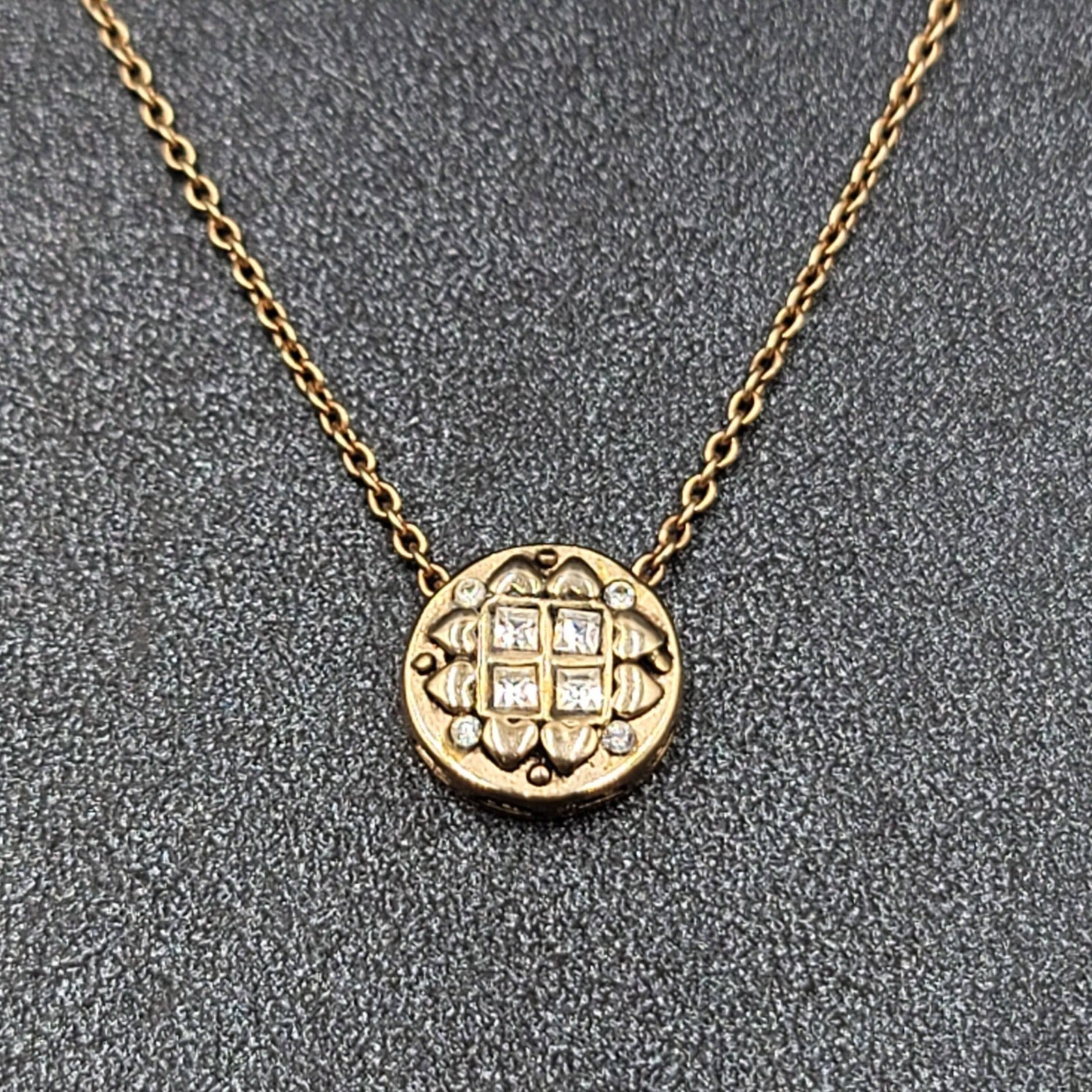Gold Plated Sterling Silver Cubic Zirconia Pendant Necklace 16 in chain