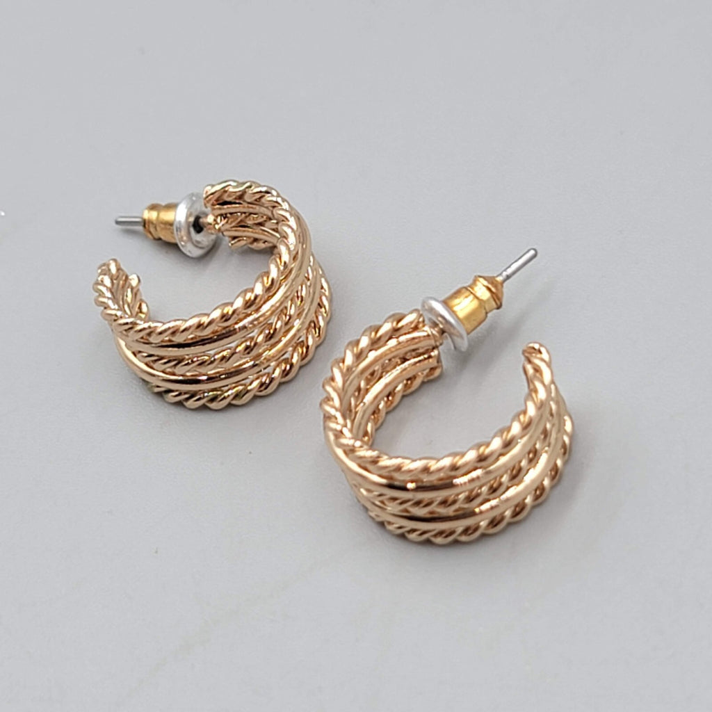 Wide Hoop Pierced Earrings Gold Plated Hoops 1/2"