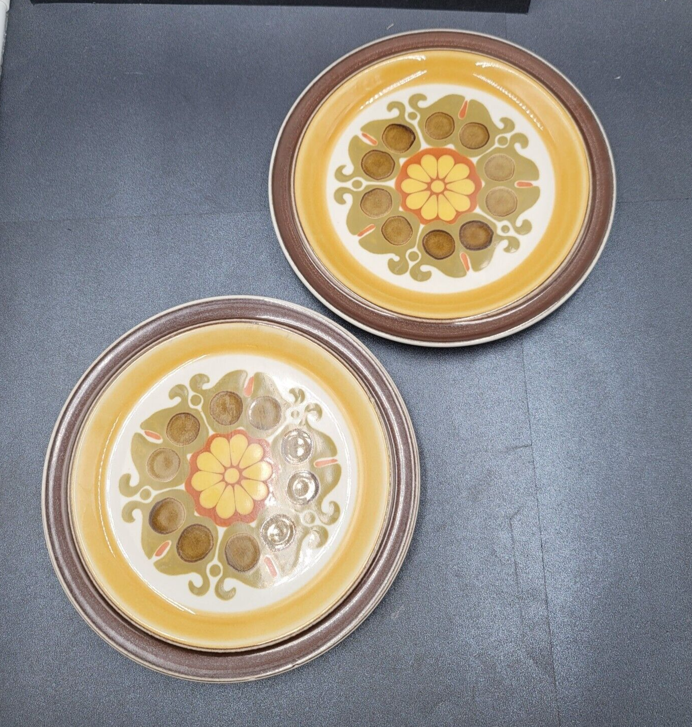 Vintage Mid Century CASUAL CERAM Electra Echo Lot of 2 Salad Plates 7.5"