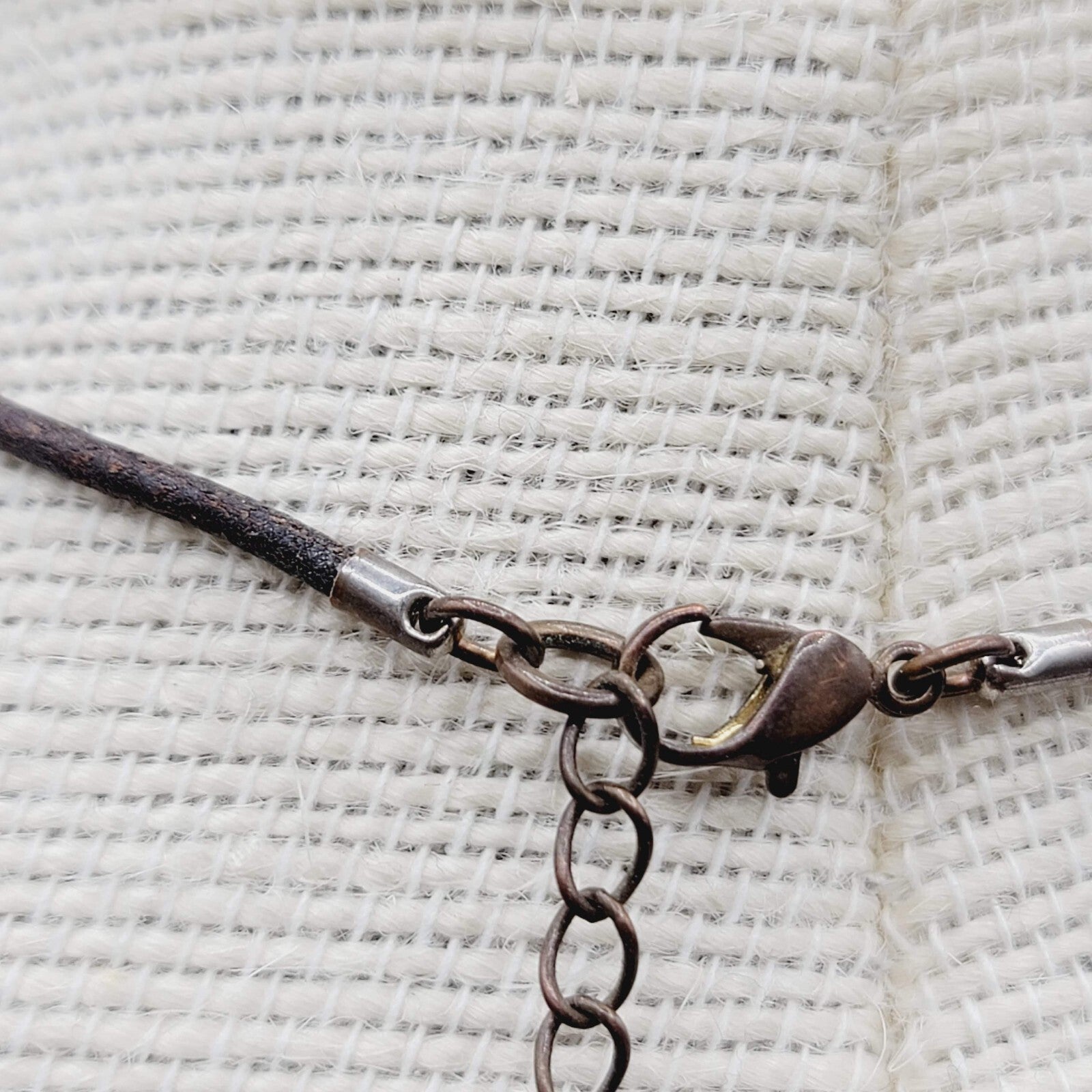 Natural Quartz Pendant Necklace Brown Leather Cord 16"-19"