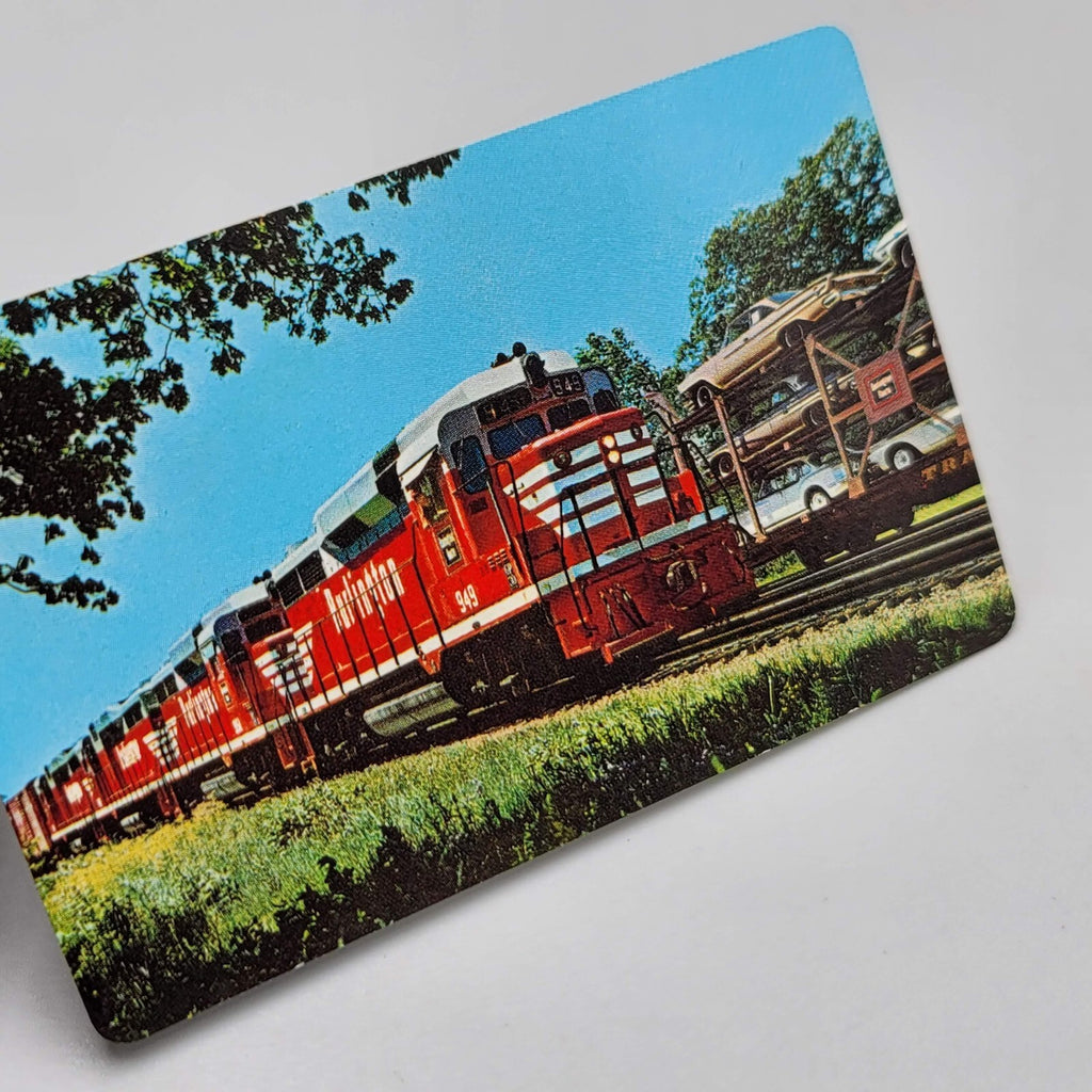 1963 Burlington Route Pocket Calendar Wallet Ad Card Vintage Railroad Train RR