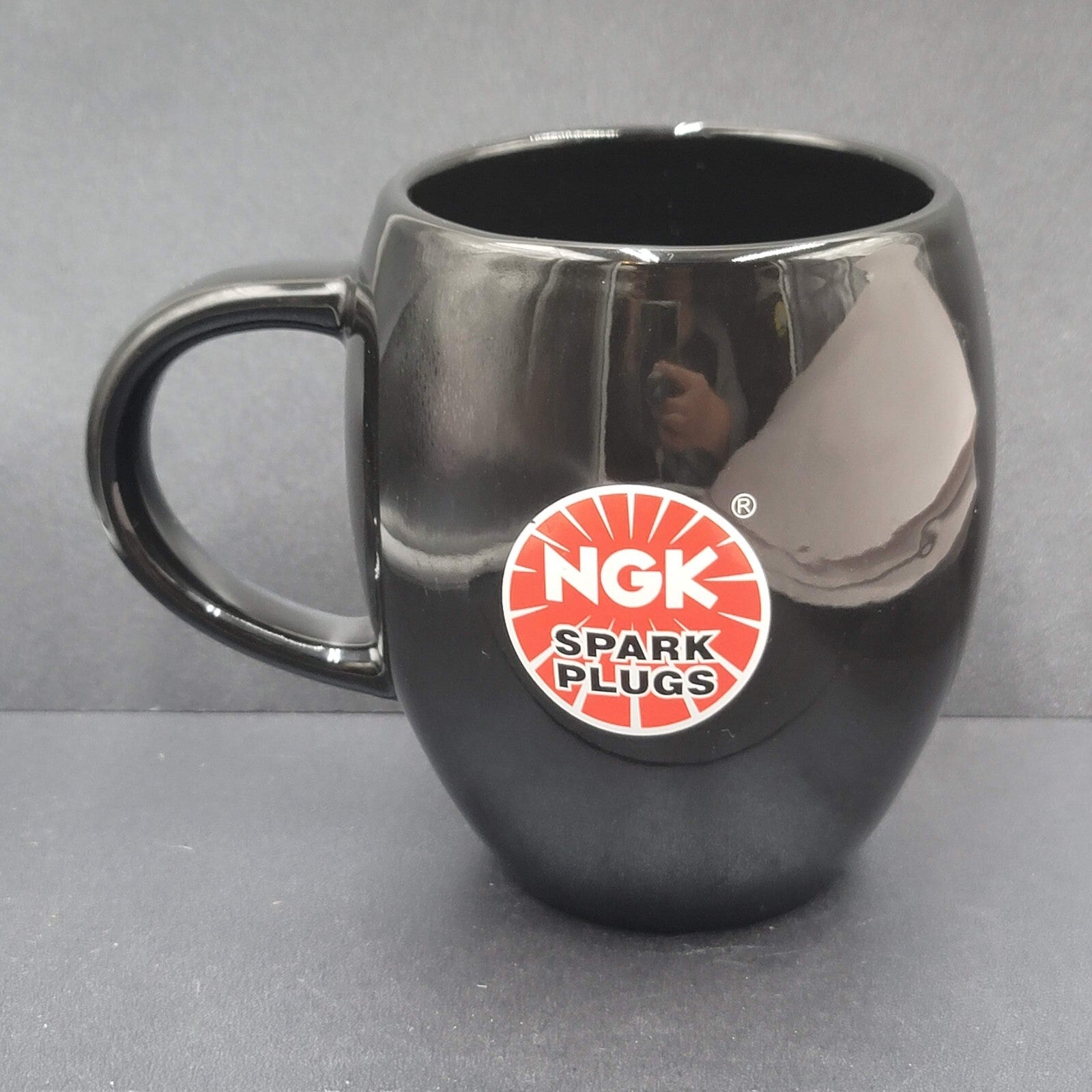 NGK Spark Plugs Ceramic Coffee Mug Cup Black Red Logo