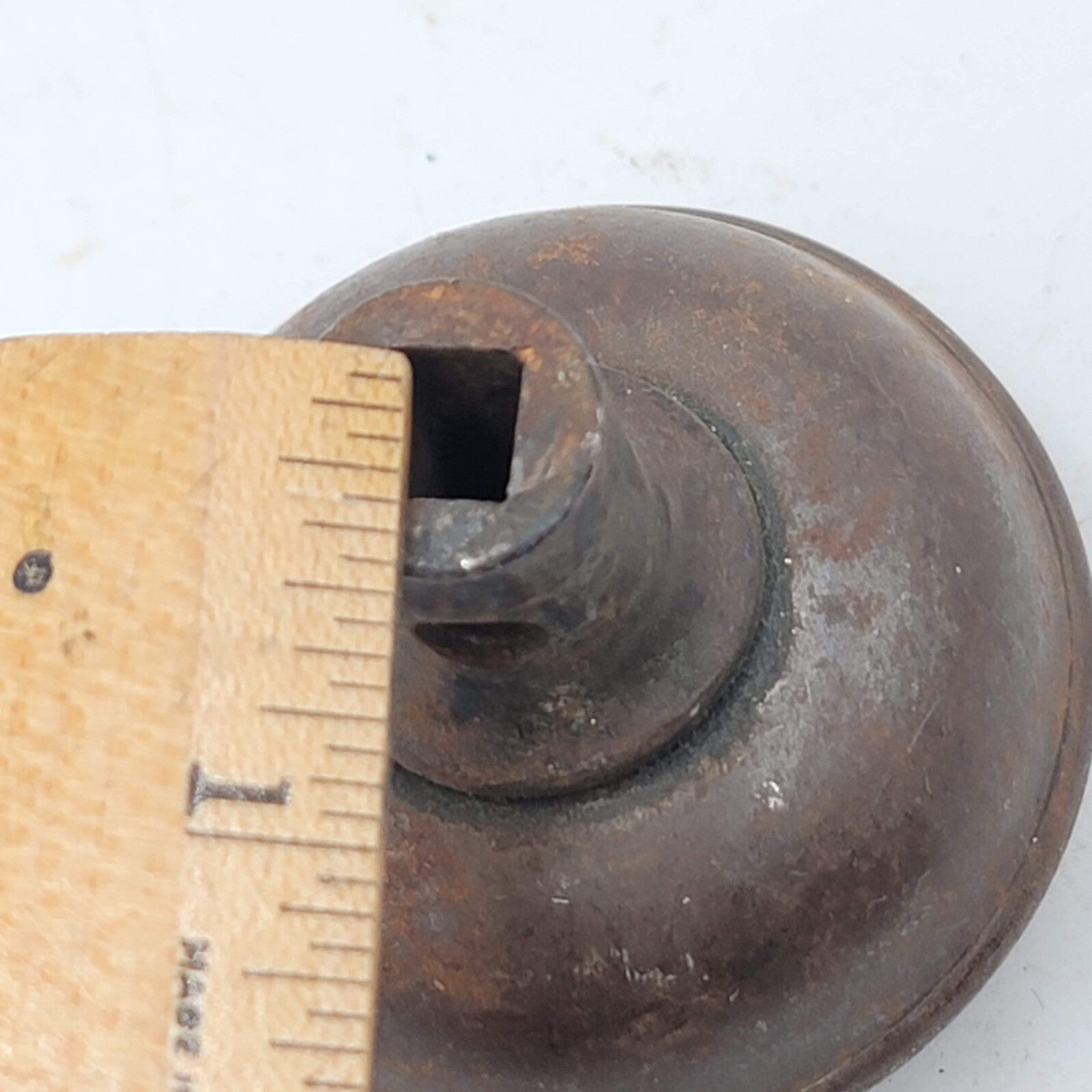 Vintage SINGLE Doorknob Gray Steel Beaded Rusty Salvage Door Hardware 2.25"