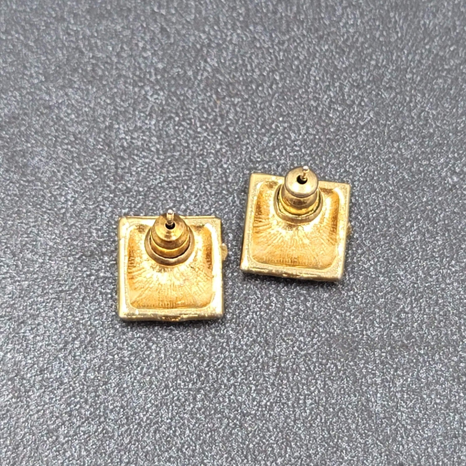 Lot of 3 Pierced Earrings Gold Plated Black Enamel Studs 1/2"