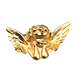 Vintage Cupid Angel Brooch Gold Plated 2.5" Wide Pin Estate Christmas