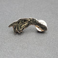 Skeleton Hand Pointing Lapel Pin Black Silver Goth Oddity 1.5"