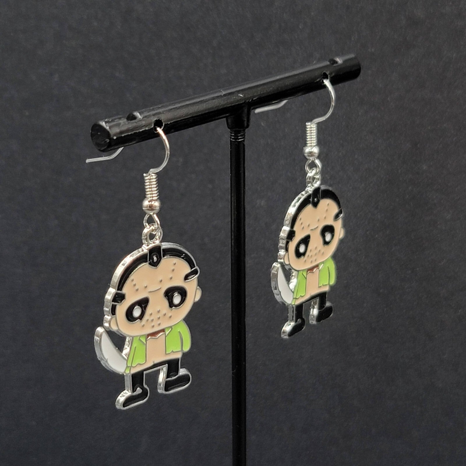 Jason Voorhees Pierced Earrings Enamel Friday the 13th Horror Movie  1.25" FS