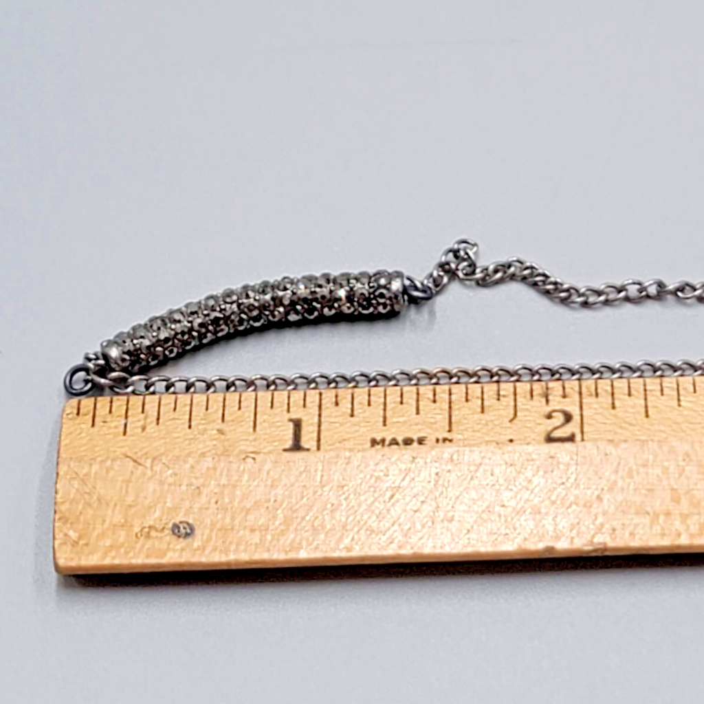 Brand Corazon Gunmetal Gray Necklace Rhinestone Minimalist 14"-16"