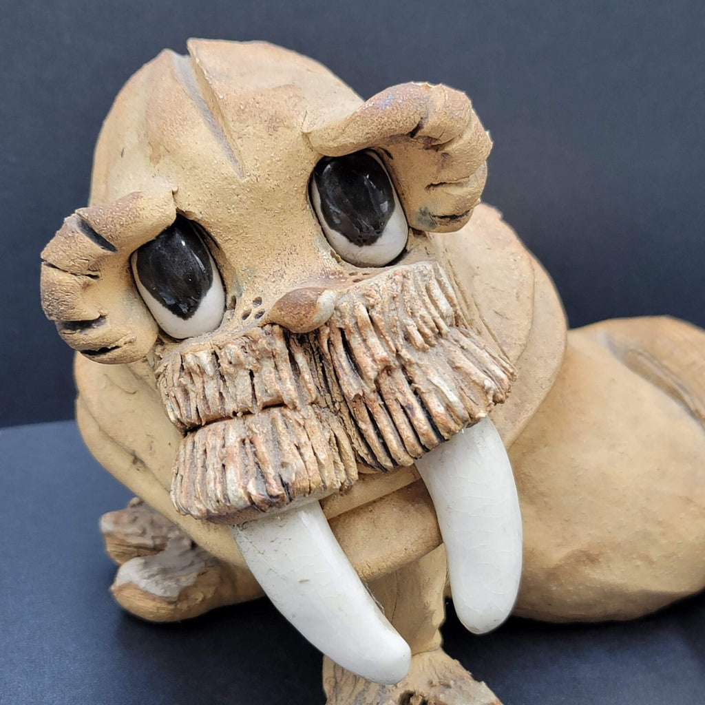 Vintage Max Hindt Clay Pottery Figurine Walrus 1970s Whimsical