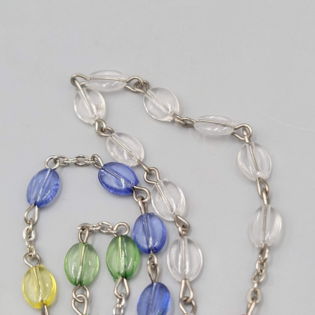 Catholic Rosary Crucifix Multicolor Translucent Plastic Beads Silvertone