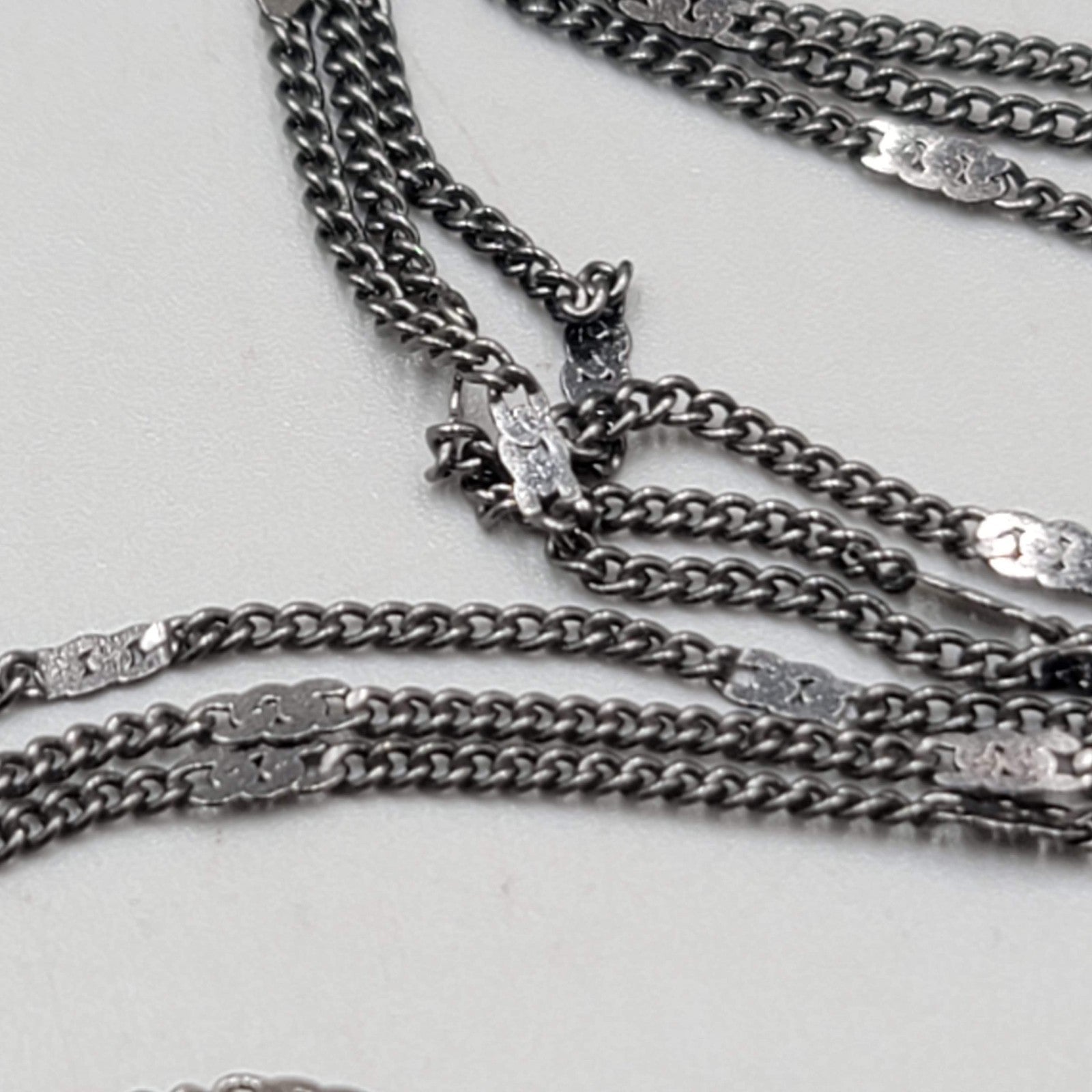 RMN Black Triple Chain Long Necklace 28"