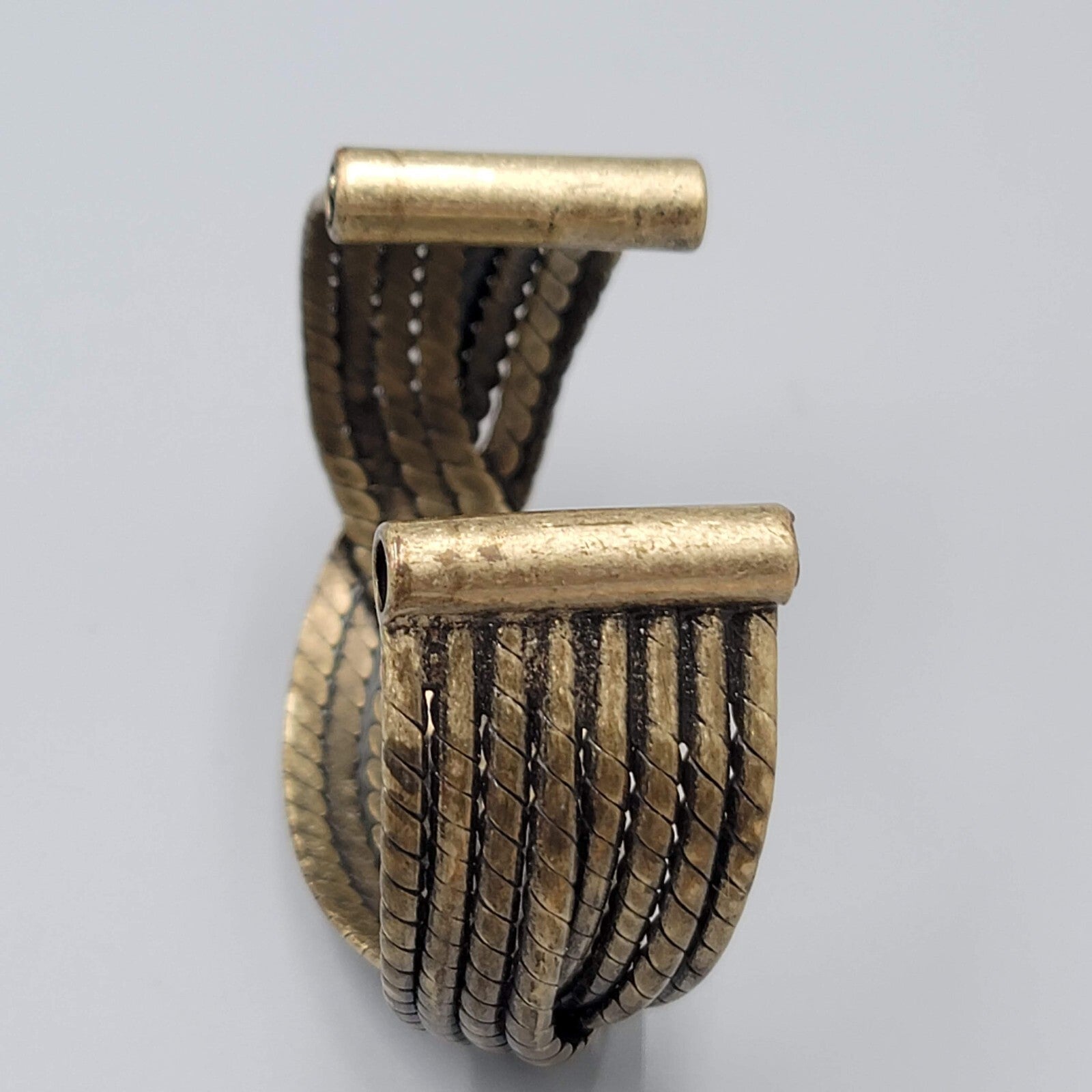Brass Twist Cuff Bracelet Boho Statement Metal 6.5"