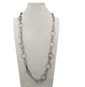 Long Gunmetal Gray Ringed Chain Necklace 36 in