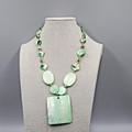 Seafoam Green Dyed Real Shell Necklace Large Pendant Beads Statement 20"