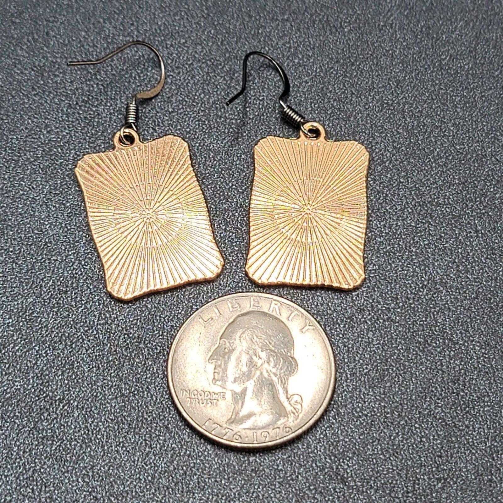 Tarot Card Pierced Earrings JUDGEMENT 3 Swords Gold tone Black 1"